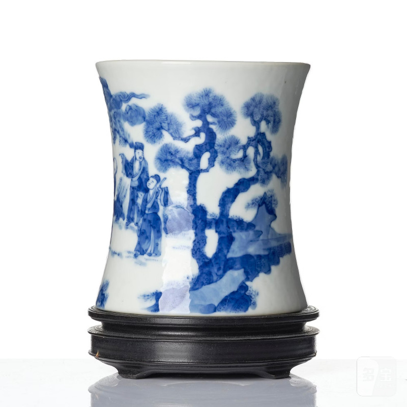 A blue and white brush-pot, - 图2